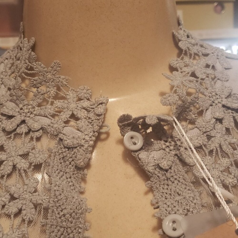 Bohemia Gray Lace Blouse in Size L NWT - Picture 5 of 7
